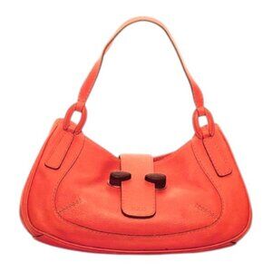 Tod's burnt orange pebbled leather shoulder bag